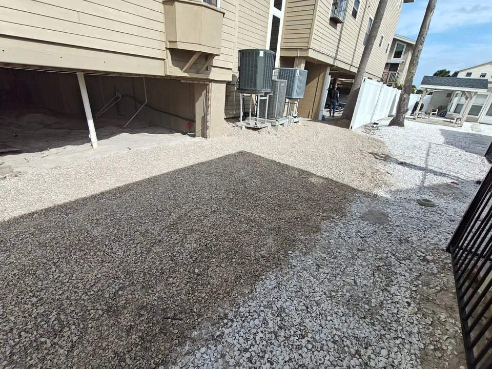 Completed shell ground cover on full condo property Southern Pinellas Florida